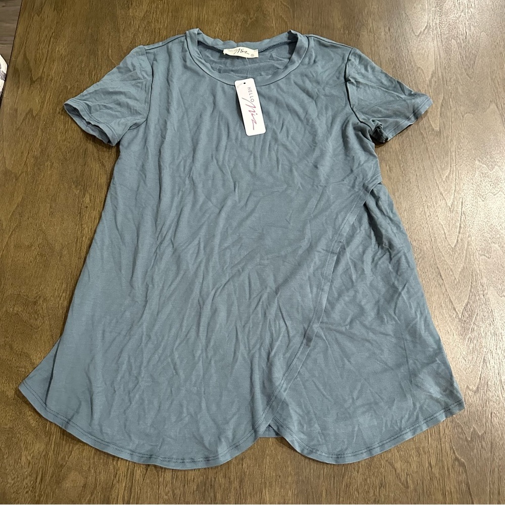 NWT Hello Miz Sea Blue Asymmetrical Nursing Top Size Small